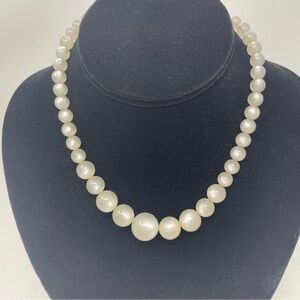 NECKLACE Vintage Child's Pink Round Beads Bow Clasp